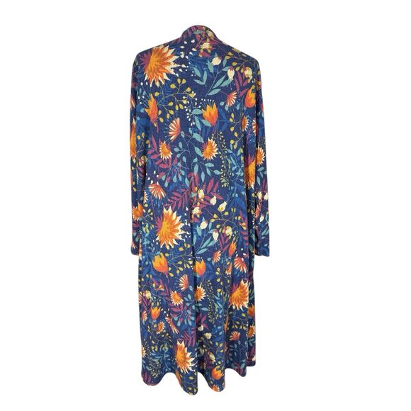 Lularoe SARAH Floral Ribbed Duster Cardigan Jacket Sz XL Blue - Picture 3 of 5
